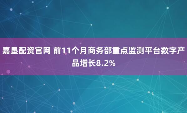 嘉垦配资官网 前11个月商务部重点监测平台数字产品增长8.2%