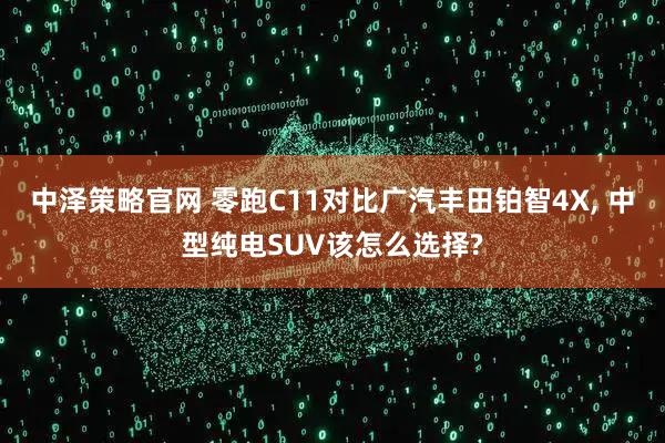 中泽策略官网 零跑C11对比广汽丰田铂智4X, 中型纯电SUV该怎么选择?